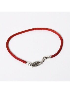 Chrome Hearts KZ Bracelet Satin Cord 925 Sterling Silver Red